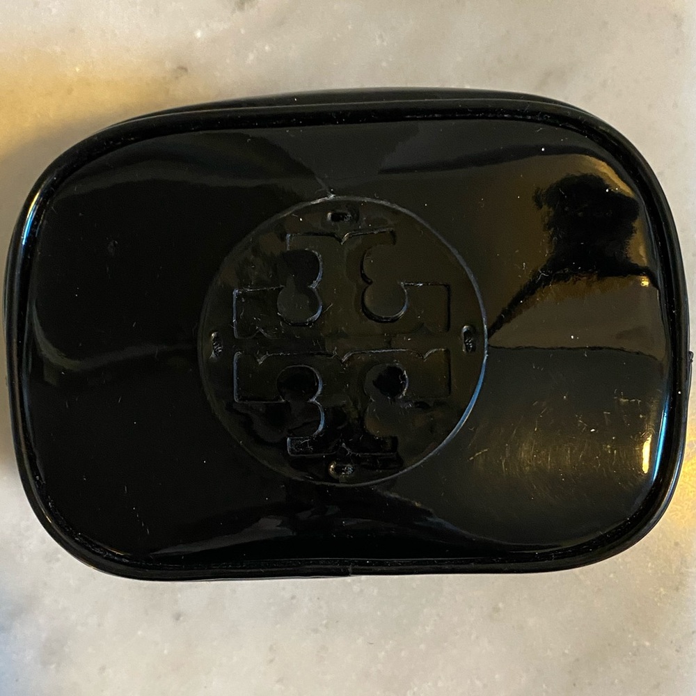Tory Burch patent leather black cosmetic case